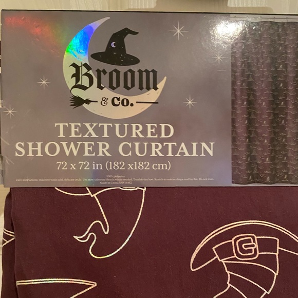 Halloween Shower Curtain, Purple Shower Curtain With Silver Witch Hats 72” x 72” - Picture 7 of 11